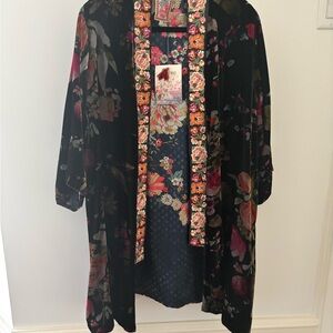 Floral Rayon & Silk Velvet Kimono